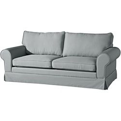 Max Winzer Hillary Sofa 3-Sitzer (2-geteilt) inkl. Zierkissen Flachgewebe (Leinenoptik) grau