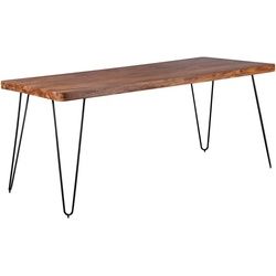 Mid.you Esstisch , Sheeshamfarben , Holz , Sheesham , massiv , rechteckig , Haarnadel , 80x76x180 cm , Holzmöbel, Holztische, Esstische Holz, Massivholztische