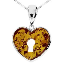OSTSEE-SCHMUCK Kette mit Anhänger Ostsee-Schmuck Kette mit Anhänger Herz Kette mit Anhänger Herz (2-tlg) silberfarben 45 cm