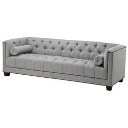 Casa Padrino Sofa Luxus Sofa Kubus Fischgrätmuster Grau - 3 Sitzer - Hotel Einrichtung