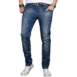 Slim-fit-Jeans ALESSANDRO SALVARINI "ASLuca" Gr. W31 L34, Länge 34, blau (as045) Herren Jeans Slim Fit Stretch mit Elasthan