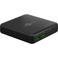 Goobay USB-CTM PD GaN Multiport-Tischladegerät (100 W) schwarz - 2x USB-CTM-Anschlüsse (Power Delivery) und 2x USB-A-Anschlüsse (Quick Charge 3.0) - schwarz