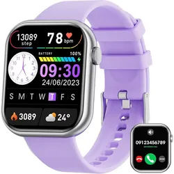 Hwagol G20 Smartwatch (4,6 cm, android ios), Smartwatch mit 1.85 Zoll Touchscreen Bluetooth Anrufen und Sportmodi lila