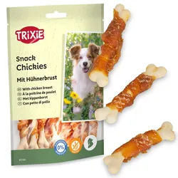 Trixie PREMIO Chickies, Hundeleckerli mit Hühnerbrust, Snackknochen, 100g
