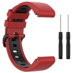 Wigento Smartwatch-Armband Für Garmin Fenix 6X / 6X Pro Kunststoff / Silikon Armband-Schutz Watch Uhr Rot / Schwarz Ersatz Arm Band rot|schwarz