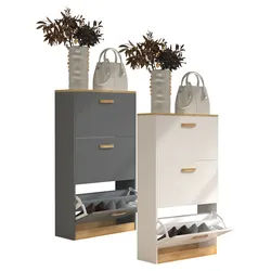 VCM Holz Regal Kipper Schuhregal Schuhschrank Schuhkipper 3 Klappen Halom M