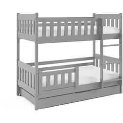 Masseno Etagenbett Lucia mit Bettkasten 80x160 cm Hellgrau , Holz , 80x160 cm , Babymöbel & Kindermöbel, Kinderzimmer & Jugendzimmer, Stockbetten