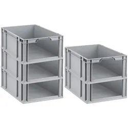 PROREGAL 5x Eurobox NextGen Store | HxBxT 22x40x60cm | 44 Liter | Front offen | Eurobehälter, Transportbox, Transportbehälter