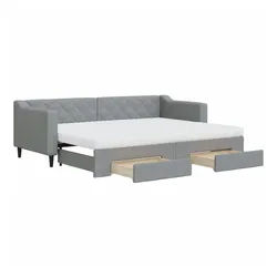vidaXL Bett, Tagesbett Ausziehbar mit Schubladen Hellgrau 80x200 cm Stoff