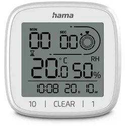 Hama Badezimmeruhr Digitale Uhr "Zypern", spitzwassergeschützt, Weiß (mit Saugnapf, zum Stellen und Hängen) weiß