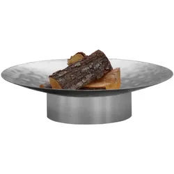 Feuerschale , Edelstahlfarben , Metall , 58x13.6x58 cm , Grüner Punkt, Made in Europe, Handmade in Europe , abnehmbare Standfüße, hitzebeständig , Gartenmöbel, Feuerschalen & Feuerkörbe