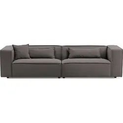 LeGer Home by Lena Gercke 3-Sitzer PIARA, Couch mit Kedernaht, Sofa in Cord, Leinenoptik o. Strukturstoff, schwarze Füße, bequemer Sitzkomfort grau