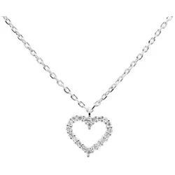 KARMA Kette mit Anhänger Halskette Damen mit Herz 925 Silber mit Kristall (Geschenk für Frauen Herzkette, Funkelnde Kristallkette in Schmuckbox), 40 cm silberfarben
