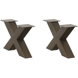 vidaXL Couchtischbeine X-Form 2 Stk. Naturstahl 60x(30-31) cm Stahl