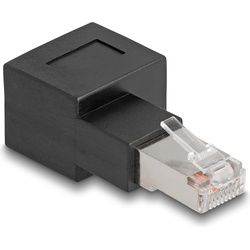 Delock RJ45 Stecker zu RJ45 Buchse Adapter Cat.6A 90° nach rechts gewinkelt (RJ45, RJ45), Netzwerkadapter, Schwarz