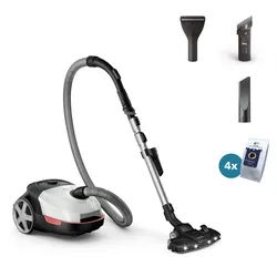 Philips Bodenstaubsauger XD6122/12 6000 Series, 900 W, mit Beutel, mit 4l Fassungsvermögen und TriActive+ LED-Düse weiß