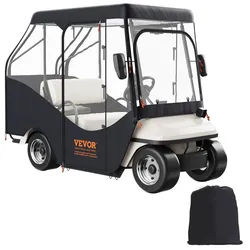 VEVOR Transparent Golfwagen Regenabdeckung 4-Personen-Golfwagenabdeckung 152 x 110 cm, 420D-Polyester Wasserdicht, Tragbar, Fahrbar, Aufbewahrungsabdeckung für Golfwagen Passend für EZGO TXT Golfwagen