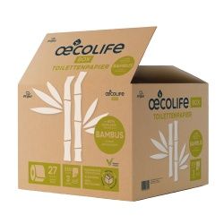 Fripa oecolife Toilettenpapier, BAMBUS, 3-lagig, Nachhaltiges Klopapier mit einem Bambusanteil von 60%, 1 Palette = 36 Kartons à 27 Rollen