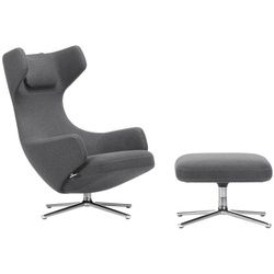 Vitra Sessel Grand Repos und Ottoman grau, Designer Antonio Citterio, GR 110. O 40xGR 74. O 62xGR 81. O 62 cm