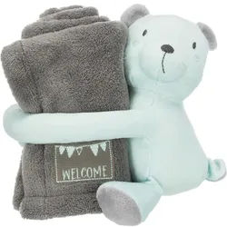 Junior cuddly set blanket/bear plush 75 × 50 cm grey/mint