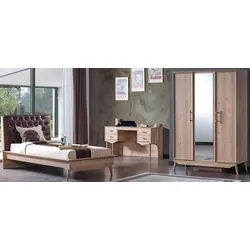 Xlmoebel Komplettschlafzimmer Jugendzimmer Möbelset in Braun mit Bett, Schrank und Schreibtisch, (3-tlg., 3tlg.Schlafzimmer Set(Kinderbett+Schreibtisch+Kleiderschrank), Hergestellt in Europa braun