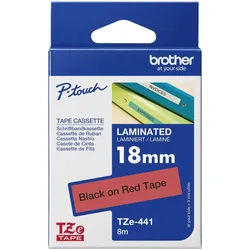 Original Brother TZE-441 Schriftband 18mm/8m Schwarz auf Rot