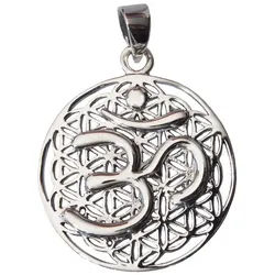 Saraswati Kettenanhänger Anhänger "Blume des Lebens mit Om" Silber 925 8,5g