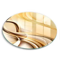 Wallfluent Glasplatte Ø 40 cm Rauch Abstraktion , Sahara , Glas , Rund , 40x40 cm , Küchenzubehör, Schneidebretter