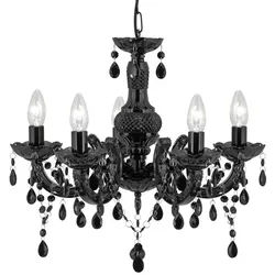 Searchlight Kronleuchter, Leuchtmittel nicht inklusive, Decken Lampe Leuchte Schwarz Flur Büro Küche Ess Schlaf Wohn Zimmer schwarz