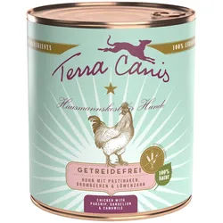 Terra Canis Getreidefrei 800g Dose Hundenassfutter 6 x 800 Gramm Huhn mit Pastinaken, Brombeeren & Löwenzahn