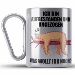 Trendation Thermotasse Fauler Kollege Geschenk Arbeitskollege Lustige Edelstahl Tasse mit Spr silberfarben