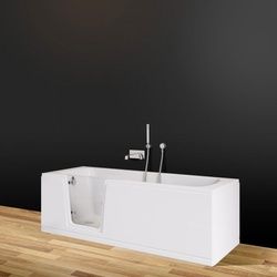 Badfaszination Exclusive Badewanne Thunder Bay mit Tür links L4 Weiß 170 x 75 x 48 cm Styrodur zum Verfliesen