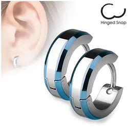 Order & Smile Schmuck Klappcreolen Basic Creolen: Edelstahl Klappcreolen Ohrringe bicolor blau