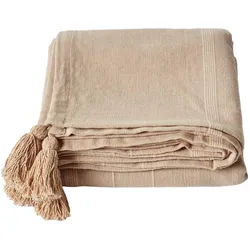 Homescapes Tagesdecke Rajput 255/360 cm, 100% Baumwolle , Beige , Textil , Uni , Rechteckig , 225x360 cm , Oeko-Tex® , Heimtextilien, Bettwäsche & Leintücher, Tagesdecken