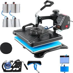 VEVOR 10 in 1 Hitzepresse 38 x 30 cm Transferpresse Schwarz Heißpresse Textilpresse Multifunktionale Sublimations-T-Shirtpresse Becherpresse