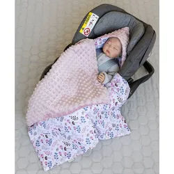 Loolay Babytrage Einschlagdecke für Kinder Autositz und Babyschale Babytrage 90 x 90 cm (MINKY/ Baumwolle Kuscheldecke Kinderwagendecke Babydecke, Neugeborene Babyausstattung PREMIUM Geschenk), LOOLAY® - 100% Europäische Stoffe und Kleinserien-Nähen! rosa