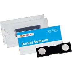 10 Namensschilder URBAN, magnetisch 75 x 40 mm, Hart-PVC, transparent