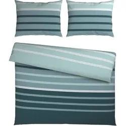 Bettwäsche Streif XXL Blau/Schwarz ca. 200x220cm