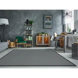 Teppich DEKOWE "Naturana Panama", grau (anthrazit), B:240cm H:8mm L:340cm, Kunstfaser, Teppiche, Teppich, Flachgewebe, meliert, Sisal-Optik, mit Bordüre, Wohnzimmer