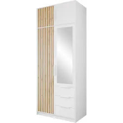 Mirjan24 Kleiderschrank Bali Lux D2 mit Schrankaufsatz , Weiß , Holzwerkstoff , 3 Schubladen , Rechteckig , 100x245x58 cm , Schlafzimmer, Kleiderschränke