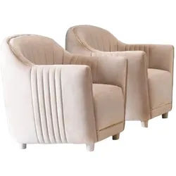 JVmoebel Sessel, Sofa 1 Sitzer Polster Material Holz Modern Stuhl beige