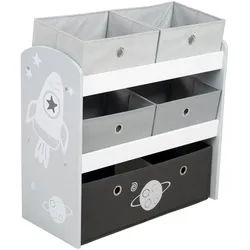 Roba Spielregal Rakete , Grau, Hellgrau, Weiß , Holzwerkstoff , Rechteckig , 63.5x67x29.5 cm , Kinder- & Jugendzimmer, Kindermöbel, Kinderregale