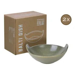 CreaTable Servierteller Streat Food Grün, Steinzeug, (2-tlg., 2 Streat Balti Dish) grün