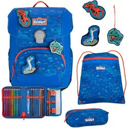 Scout Neo Exklusiv Superflash Schulranzen-Set 4-teilig Blue Dino