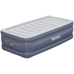 Bestway Luftbett Tritech AIR 6713G , Hellgrau, Hellblau , Kunststoff , 97x51x191 cm , RoHS, Dekra , integrierte elektrische Pumpe, beflockte Schlafseite , Schlafzimmer, Betten, Gästebetten, Luftbetten