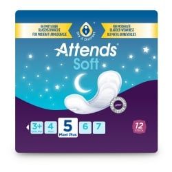 Attends SOFT Inkontinenzeinlagen, Hygieneeinlagen für Erwachsene, Nr. 5 - maxi plus, 1 Packung = 12 Einlagen, Länge: 47,5 cm