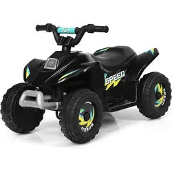 Costway Kindermotorrad 6V Elektro Kinderquad Schwarz , Kunststoff , 40x44.5x73 cm , Spielzeug, Spielzeugautos