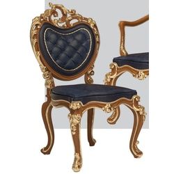 Casa Padrino Luxus Barock Esszimmer Stuhl Set Dunkelblau / Braun / Gold 57 x 62 x H. 105 cm - Prunkvolles Küchen Stühle 6er Set - Hotel Restaurant Schloss Möbel - Luxus Qualität - Made in Italy