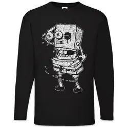 Urban Backwoods Langarmshirt Sponge Rob Langarm T-Shirt Schwamm Horror Walking Bob Zombie Dead (1-tlg) Schwammkopf Gehirn The Gehirne schwarz S