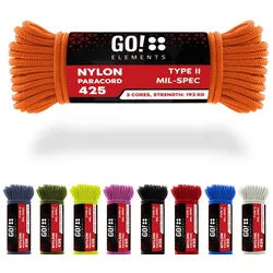 GO!elements Paracord 425 - 3mm Abspannleine, Paracord 425 aus reißfester Nylonschnur beige 50m